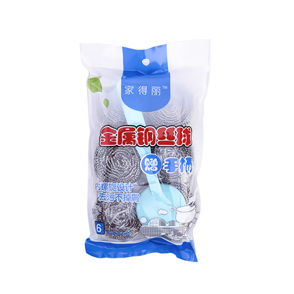 (Кол-во в коробке 100 шт) KARDLI Металлическая мочалка для мытья посуды (6 шт. в упаковке)