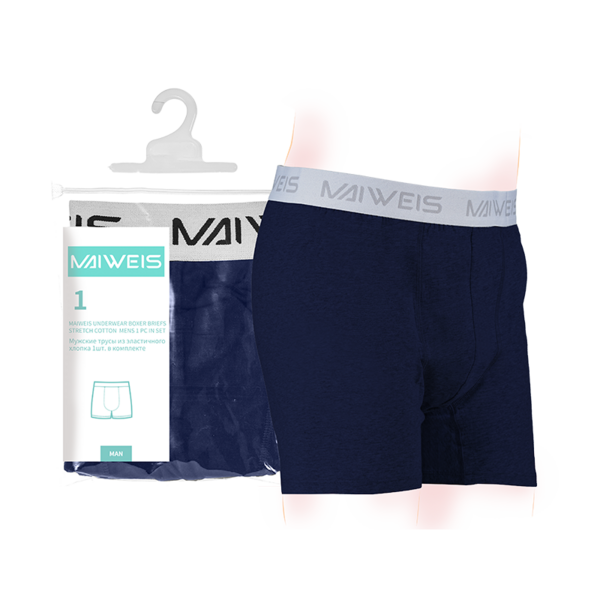 (Кол-во в коробке 60 шт) Мужское нижнее белье Maivis из чистого хлопка, одиночная упаковка, темно-синее XXXL/английская и русская версии