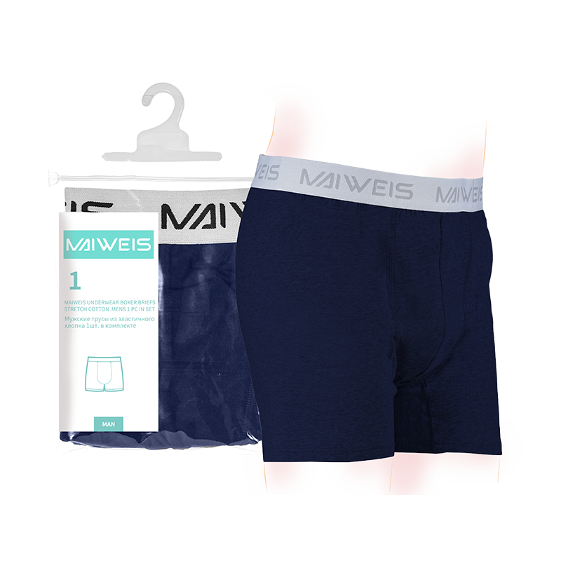 (Кол-во в коробке 60 шт) Мужское нижнее белье Maivis из чистого хлопка, одиночная упаковка, темно-синее XXXL/английская и русская версии