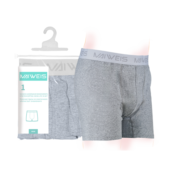 (Кол-во в коробке 60 шт) Мужское нижнее белье Maivis из чистого хлопка, одинарная упаковка, серое XXL/английская и русская версия