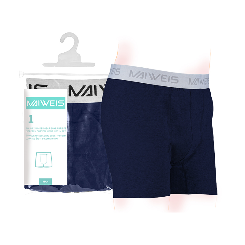 (Кол-во в коробке 60 шт) Мужское нижнее белье Maivis из чистого хлопка, одна упаковка, темно-синее XXXXL/английская и русская версия