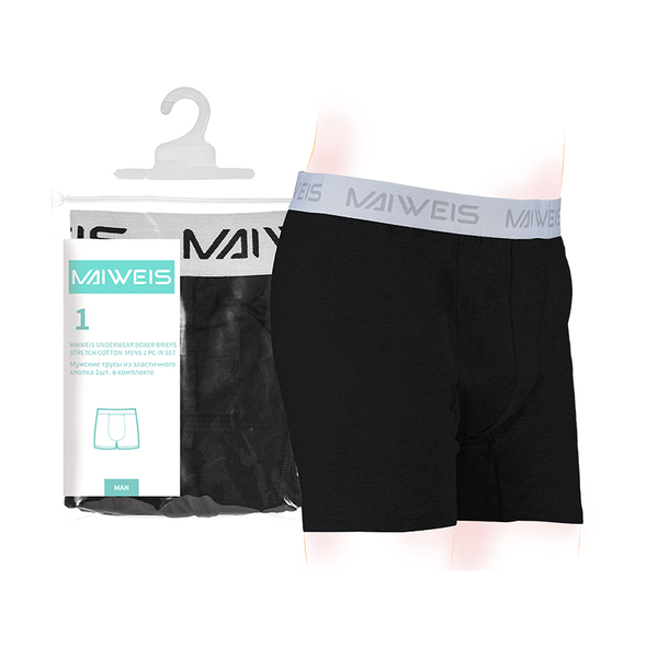 (Кол-во в коробке 60 шт)  Мужское нижнее белье MAIWEIS из чистого хлопка, одна упаковка, черное XXXXL/английская и русская версия