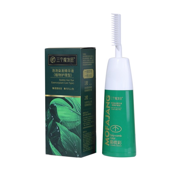 (Кол-во в коробке 24 шт) Три мастера волос пузырьковая красящая сыворотка/растительный уход/естественно черный