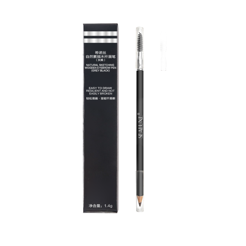 (Кол-во в коробке 144 шт) карандаш для бровей из натурального дерева /черный