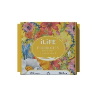 (Кол-во в коробке 100 шт) iLiFE probiotic daily sanitary liner 155mm/20pcs iLiFE Женский уходовый лайнер с пробиотиками 155мм/20шт