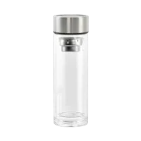 (Кол-во в коробке 60 шт)  KARDLI модная двухслойная стеклянная кружка из боросиликатного стекла, натуральный цвет.